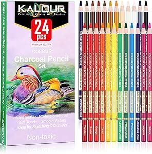 KALOUR PDAS Juego de 24 lápices de color carbón de alta calidad