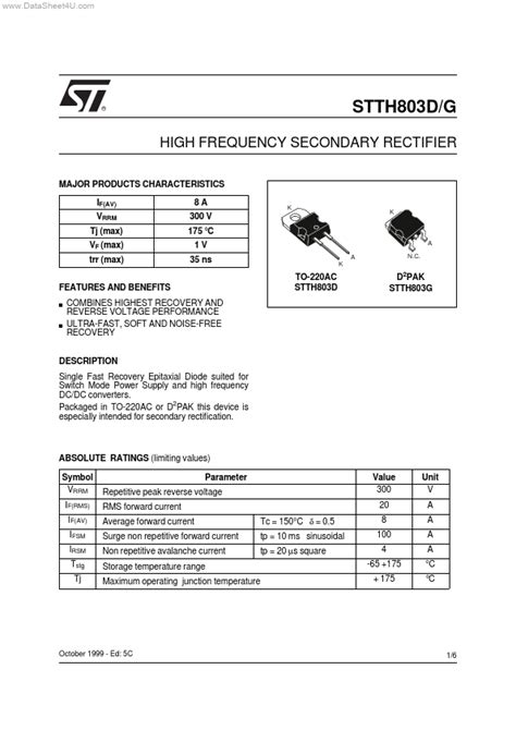 Stth G St Microelectronics Rectifier Hoja De Datos Ficha T Cnica