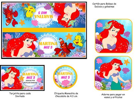 Kit Imprimible Editable La Sirenita Ariel Oferta X S En