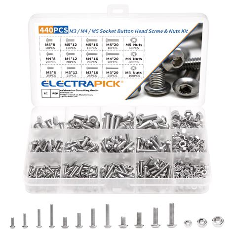 Electrapick Screws Set Pieces Stainless Steel Screws Nuts M M M