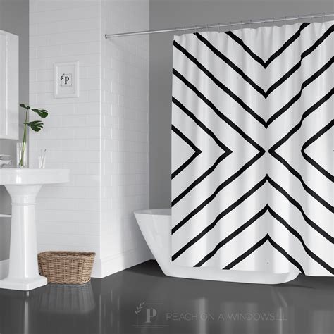 Abstract Chevron Pattern Shower Curtain Unique 71x74 Bathtub Curtain