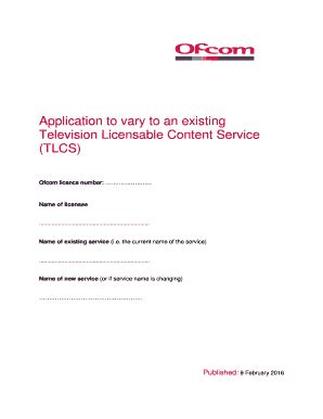 Fillable Online Licensing Ofcom Org Application To Vary An Existing