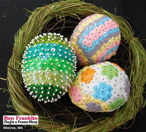 Ben Franklin Crafts And Frame Shop Monroe WA DIY Sequin Easter Eggs