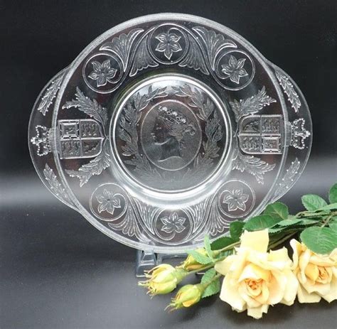 Nova Scotia Glass 1887 Queen Victoria Golden Jubilee Pressed Glass Platter Nova Scotia Glass