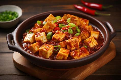Hot And Spicy Ma Po Tofu Delight Delicious Ma Po Tofu Food Image Premium Ai Generated Image