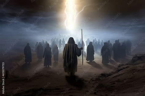 Moses Leads The Jews Through The Desert Moses Led His People To The Promised Land Through The