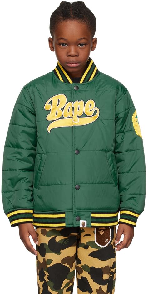 Enfant Blouson aviateur vert à écusson par BAPE SSENSE France