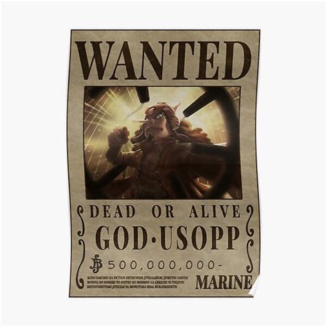 "Usopp One Piece Wanted Bounty Poster God Usopp" Poster for Sale by OnePieceWanted | Redbubble