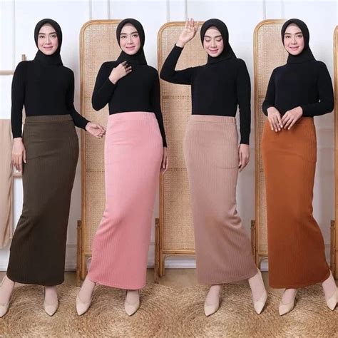 Jual Rok Span Knit Hornet Rok Pencil Knit Rok Kerja Panjang Shopee Indonesia