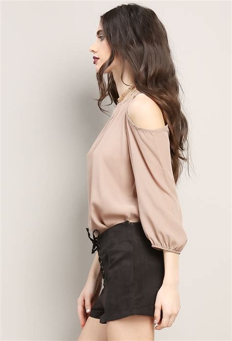 Off The Shoulder Chiffon Top Shop Dressy Tops At Papaya Clothing