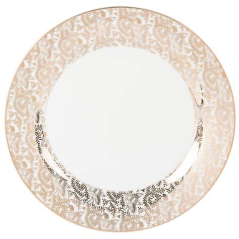 Assiette Plate En Porcelaine Motifs Dor S Hanae Maisons Du Monde