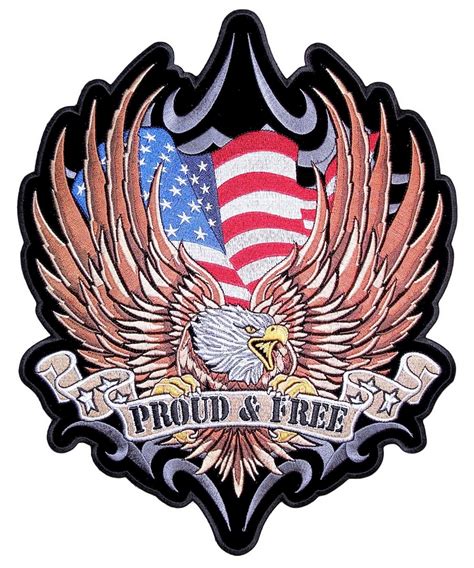 American Flag Eagle Proud And Free Embroidered Biker Patch Quality