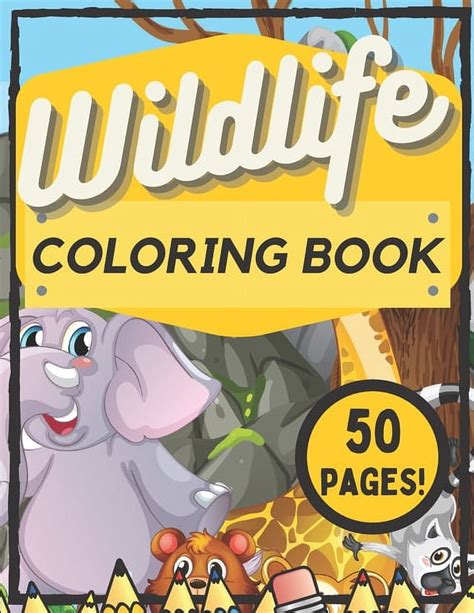 Wildlife Coloring Book For Kids Cute Wild Animals Birds Mammals