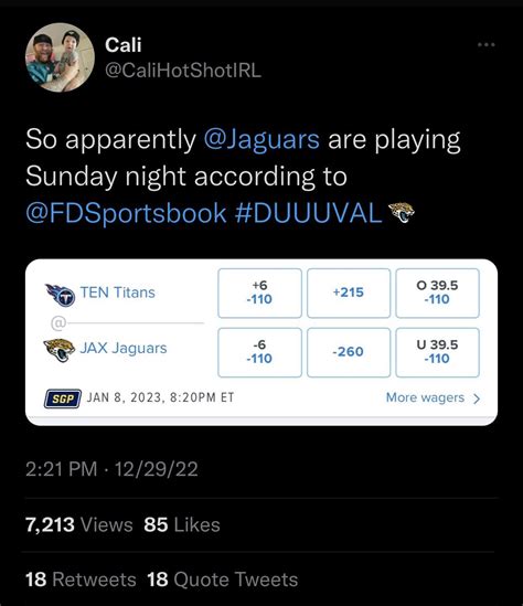 Fdsportsbook Is Showing Jagstitans As The Snf Game Already Rjaguars