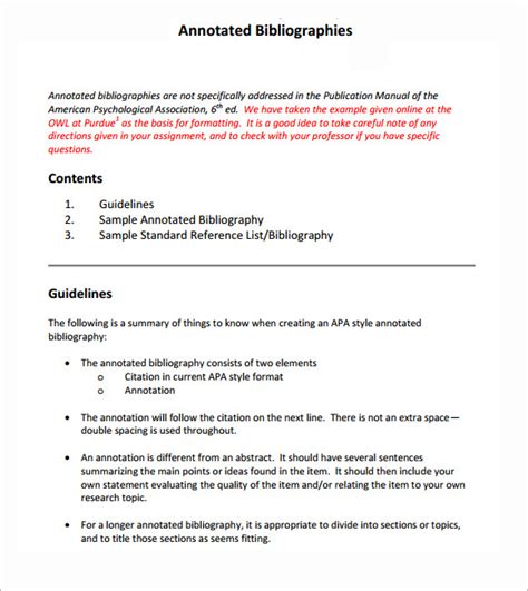 Annotated Bibliography Samples Sample Templates