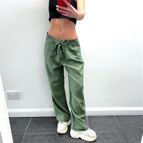 Womens Khaki And Green Trousers Depop