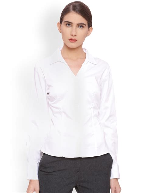 Buy Van Heusen Woman Women White Regular Fit Solid Formal Shirt