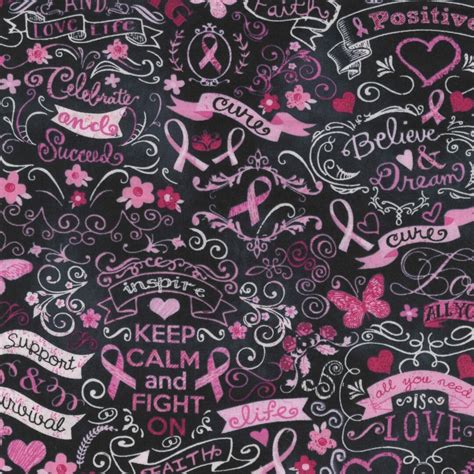 Breast Cancer Awareness Cotton Fabric By The Yard Pink Ribbon