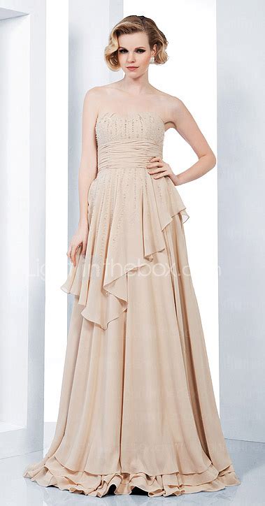 Sheath Column Strapless Sweetheart Neckline Floor Length Chiffon