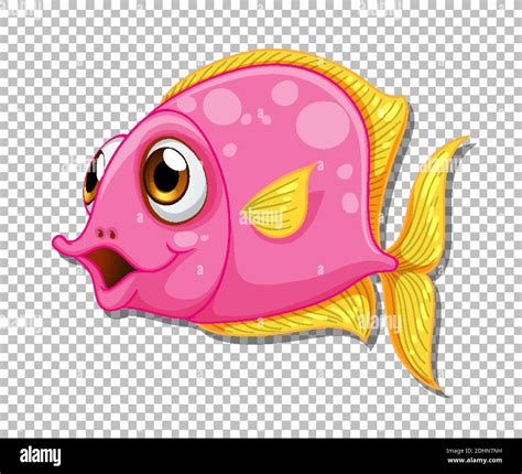 Pink Exotic Fish Cartoon Character On Transparent Background