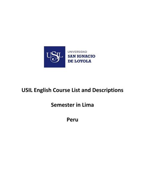 (PDF) USIL English Course List and Descriptions Semester in Lima Peru - PDFSLIDE.NET