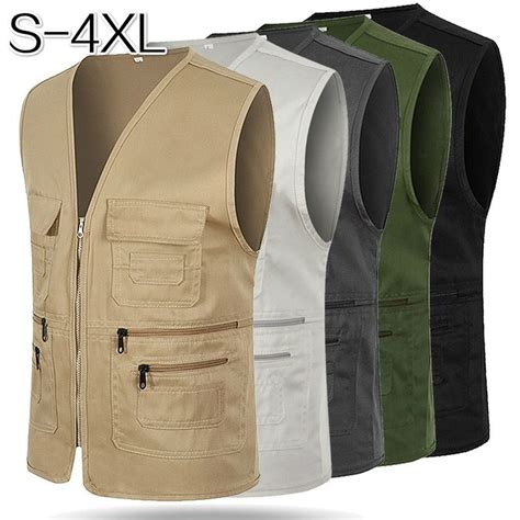 Men S Multi Pocket Activity Vest Casual Volunteer Waistcoat Fishing