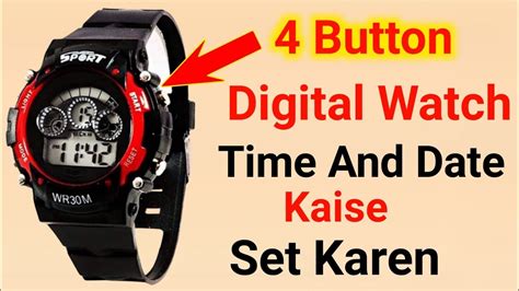 4 Buttons Digital Sport Watch Ghadi Time And Date Kaise Set Karen