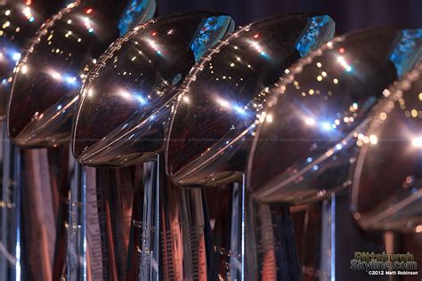 Pittsburgh Skyline And Steelers Superbowl Trophies Pittsburghskyline