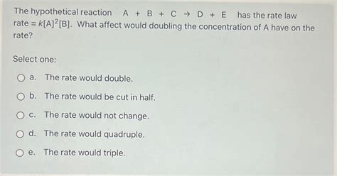 Solved The Hypothetical Reaction A B Cd E Has The Rate Law Chegg