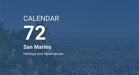 Year 72 Calendar San Marino