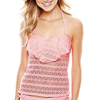 Arizona Crochet Flounce Bandeaukini Swim Top Juniors Flounce Bikini