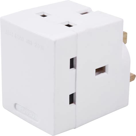 Pro Elec Sl675 3 Way 13amp Socket Adapter 3 Plug Sockets White