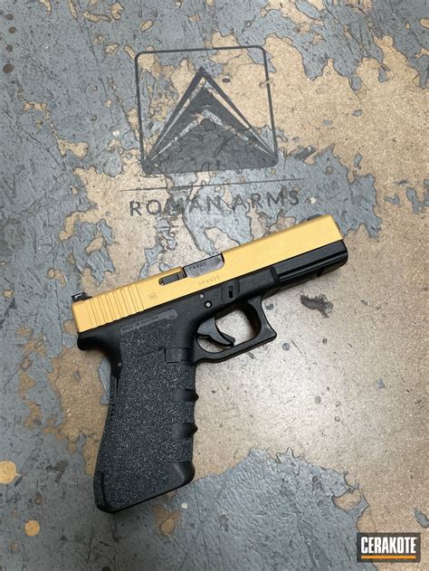 Glock 17 Cerakoted Using Gold Cerakote