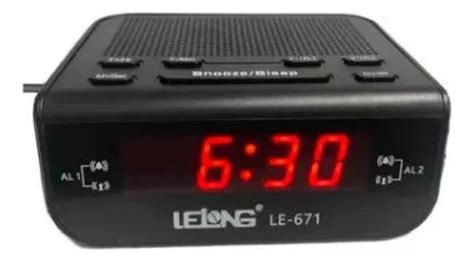 Reloj De Mesa Despertador Digital R Dio Rel Gio Lelong Preto Frete