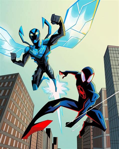 Two Superheros Are Fighting In The City One Is Wearing A Spider Man Suit