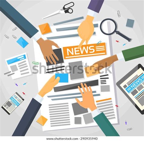 News Editor Desk Workspace Making Newspaper Stock Vector (Royalty Free ...