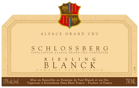 Riesling Grand Cru Schlossberg Domaine Paul Blanck Skurnik Wines