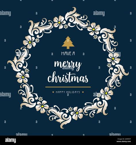 Vintage Poster Of Merry Christmas Happy Holiday With Modern Beautiful