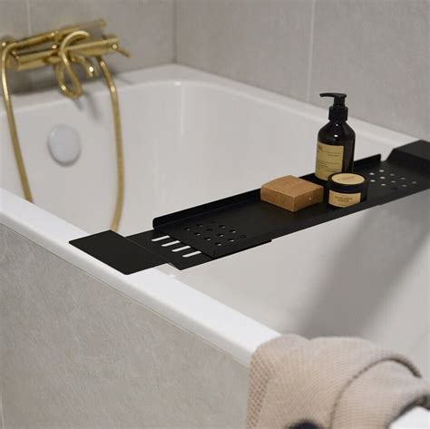 Black Modern Bathtub Tray Elegant Bathtub Caddy Trays Stylish and Functional Bathtub Trays ...