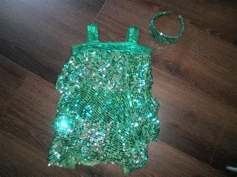 Ic Preloved Solo Weissman Green Silver Sequin Tiered Costume