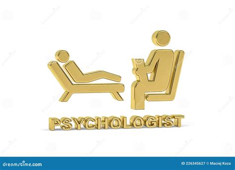 Golden 3d Psychologist Icon Isolated On White Stock Illustration