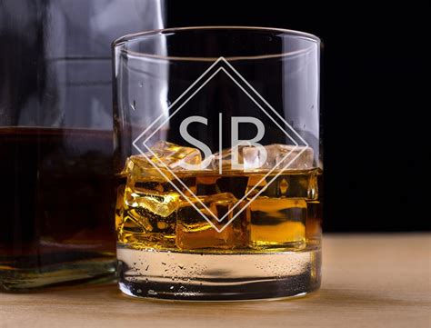 Custom Etched Whiskey Glass Personalized Round Glass Engraved Old