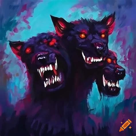 Impressionist Painting Of Cerberus The Three Headed Demon Dog On Craiyon