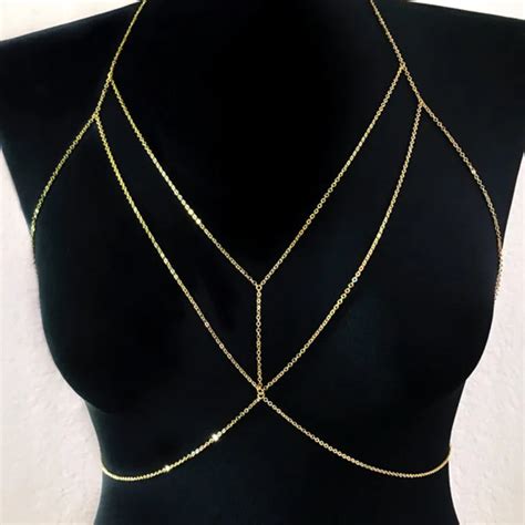 1 Pc Fashion Gold Silver Bikini Crossover Waist Belly Harness Body