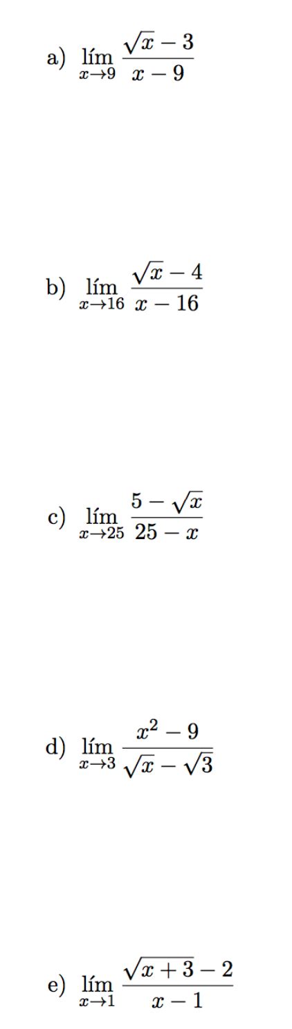 Solved Limx→9x−9x−3 Limx→16x−16x−4 Limx→2525−x5−x