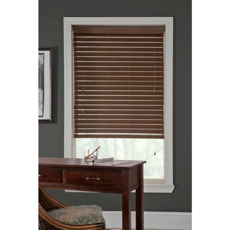 Dark Brown Wood Faux Wood Blinds Blinds The Home Depot