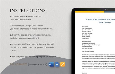 Church Recommendation Letter For Employment In Word Google Docs