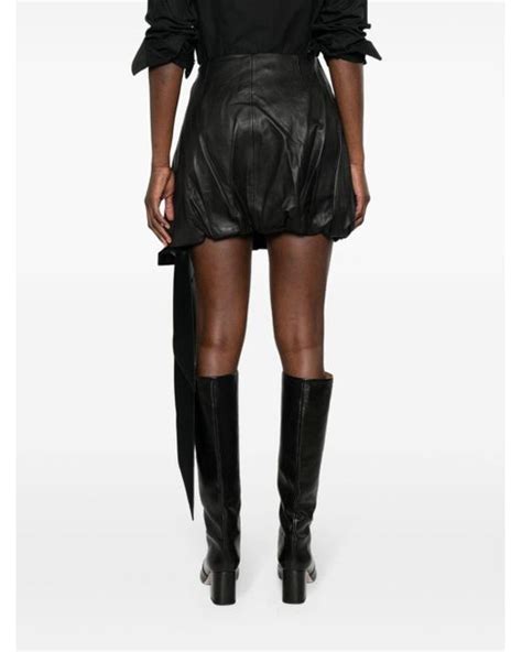 Helmut Lang Bubble Leather Mini Skirt In Black Lyst