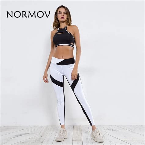 Normov Womens Fitness Leggings 2018 New Sexy Mesh Stitching High Waist