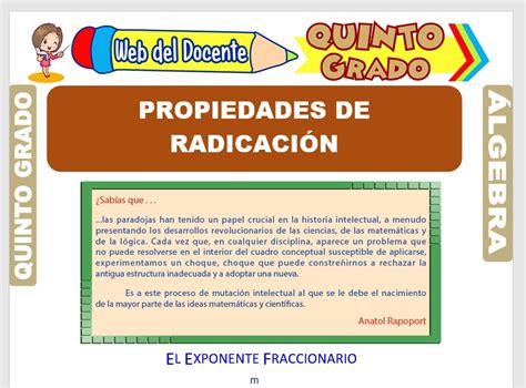 Propiedades de Radicación para Quinto Grado de Primaria Web del